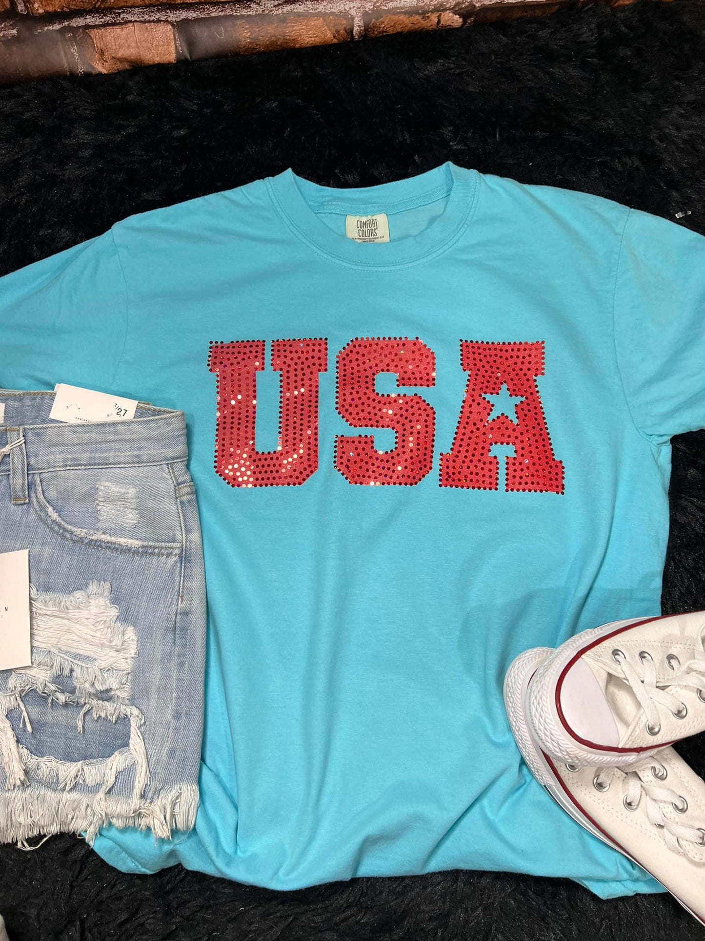 USA Red Spangle Comfort Colors Short Sleeve