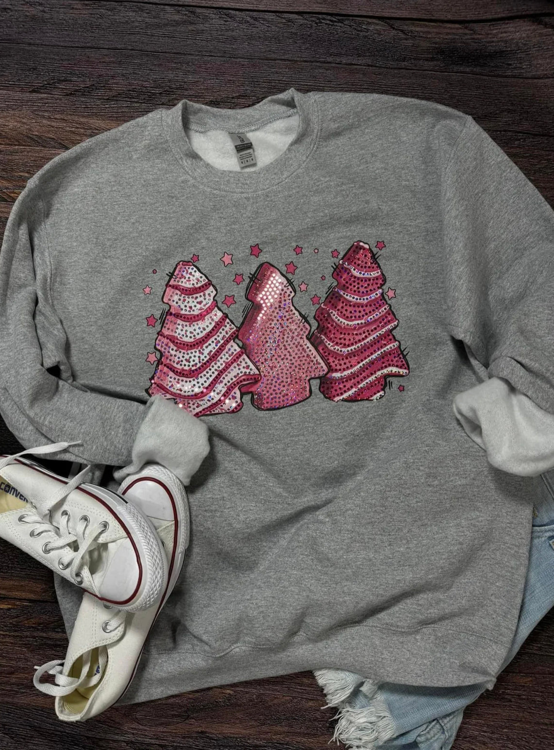 Pink Christmas Tree Cakes Spangle Fleece
