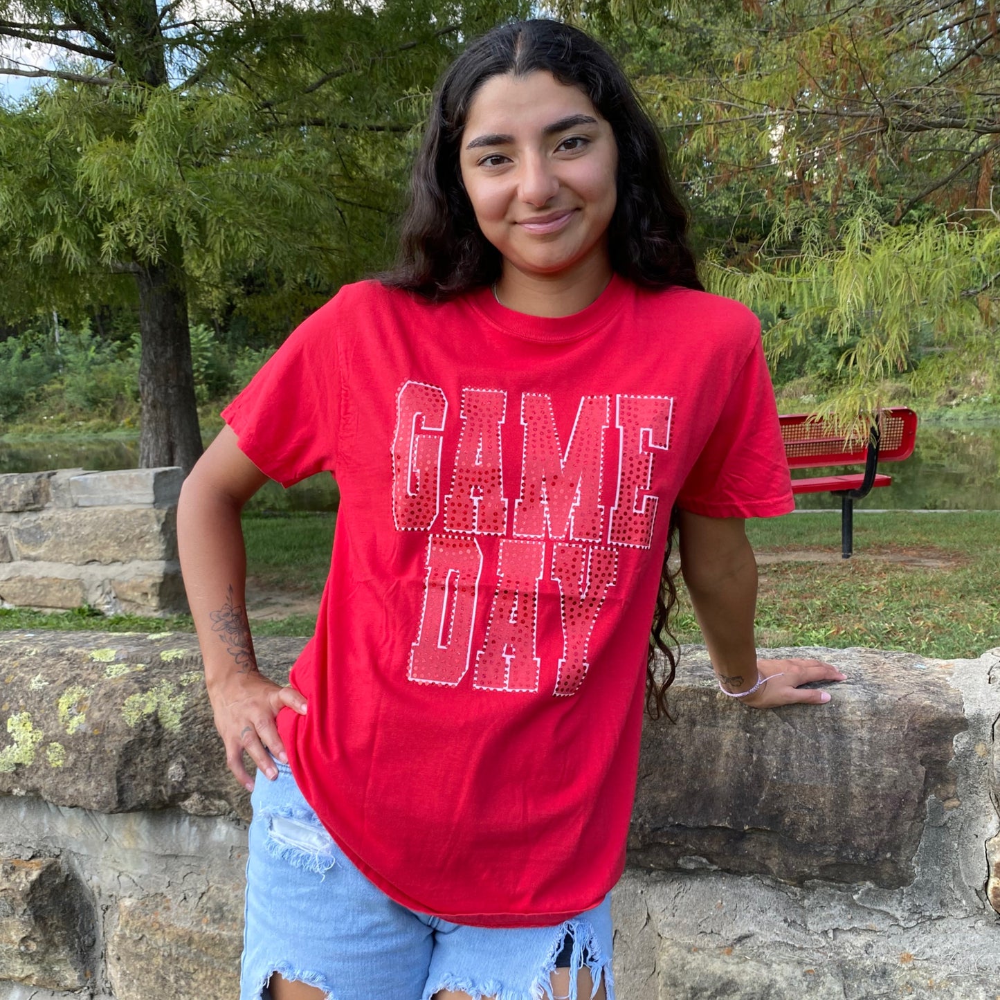 Game Day Red Spangle Tee