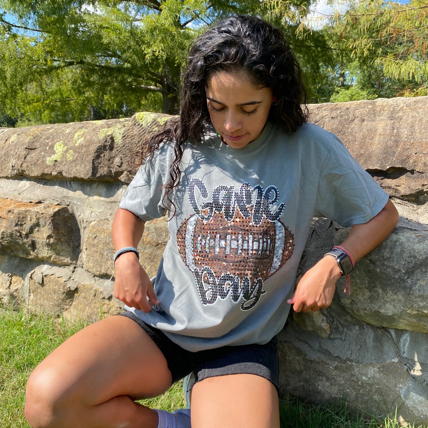 Game Day Football Spangle Tee