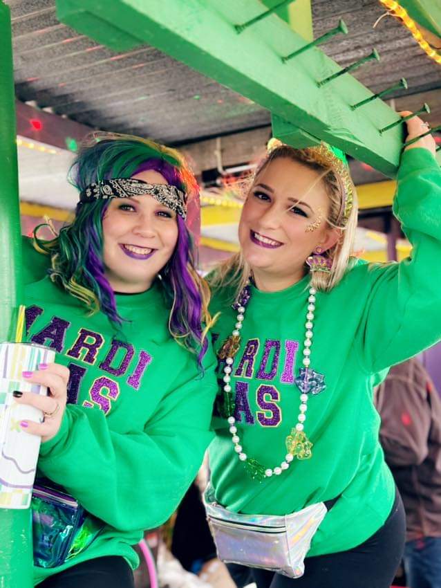 Mardi Gras Embroidery Glitter Fleece