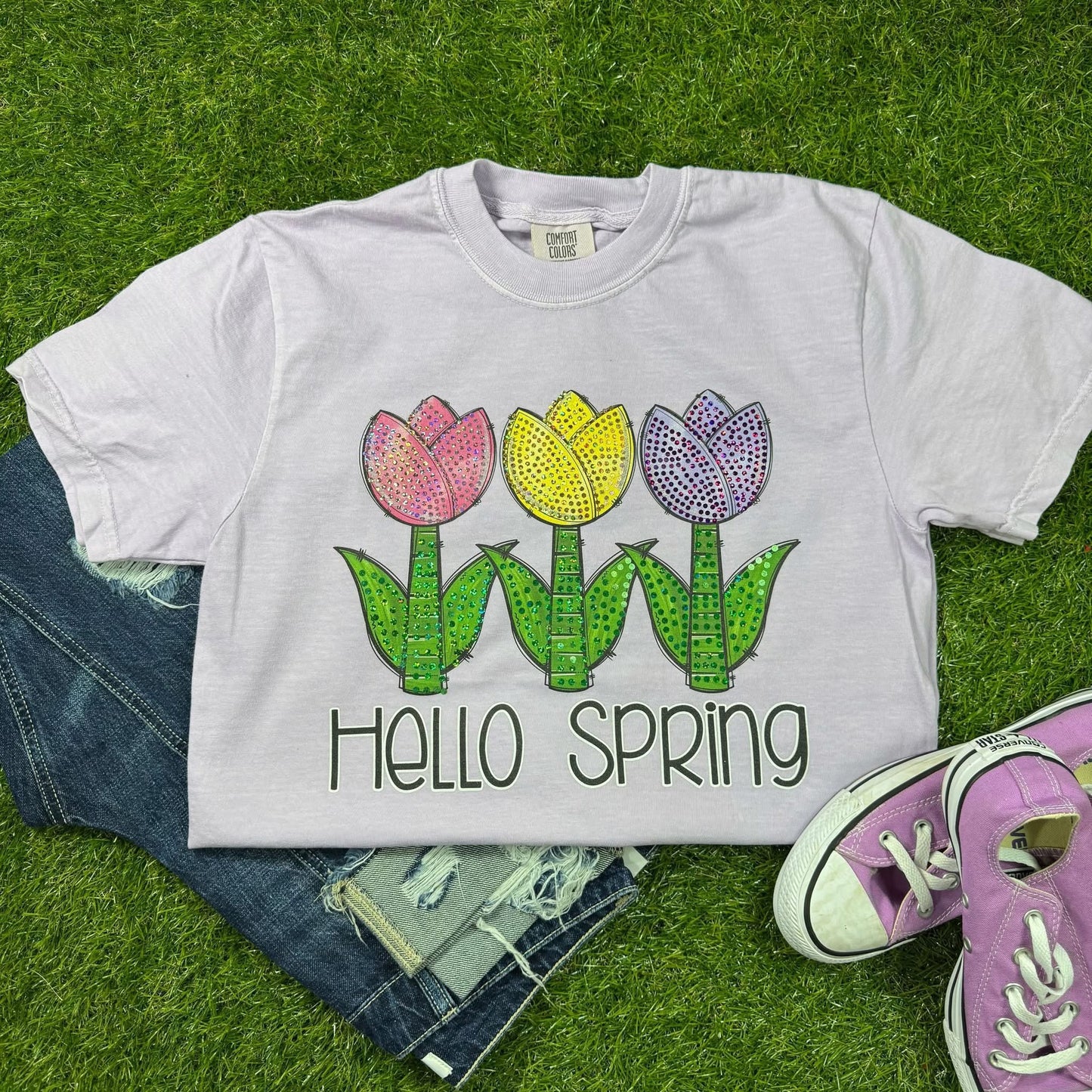 Hello Spring Spangled Comfort Colors