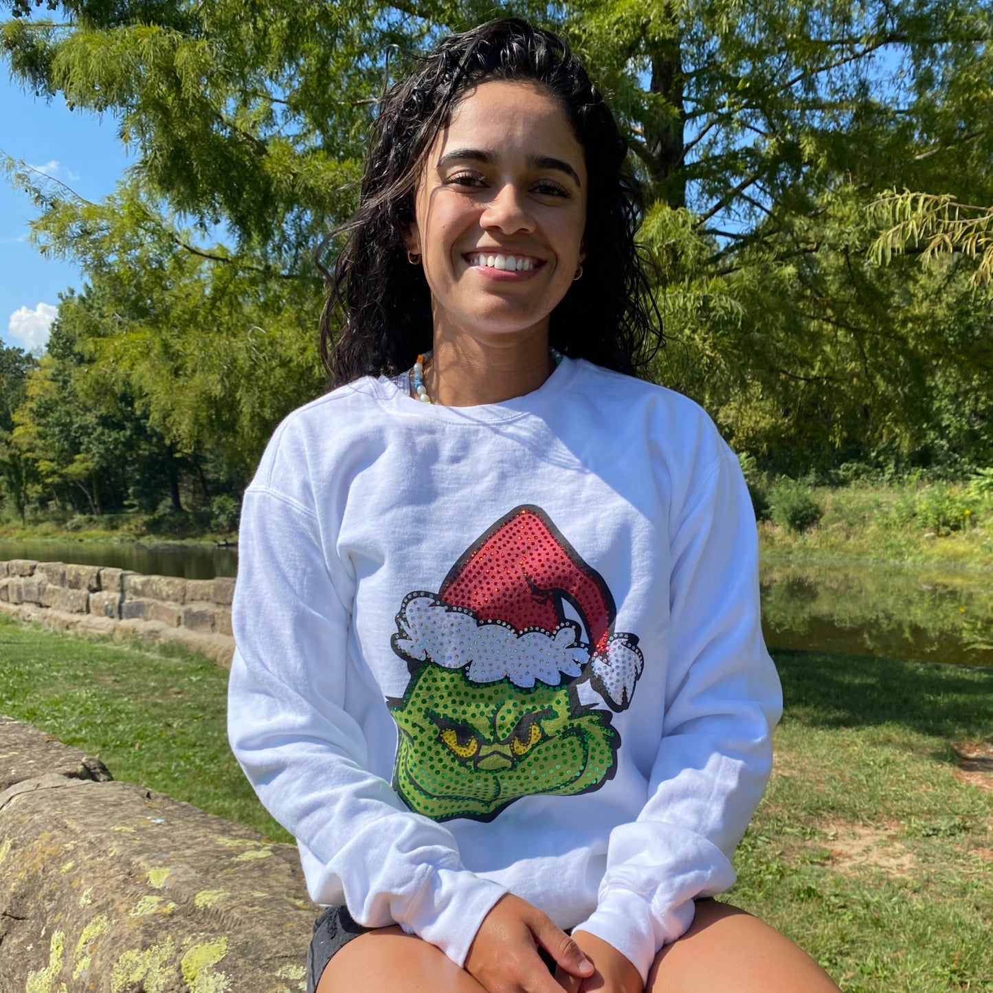 Grinch Face Spangle Long Sleeve
