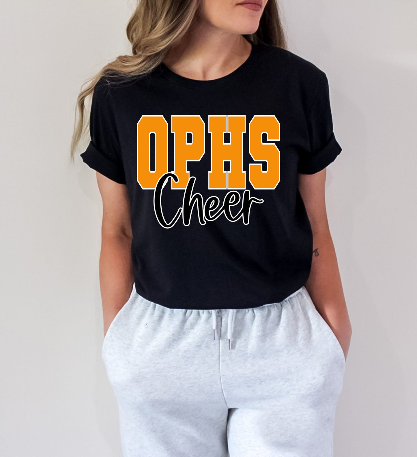 OPHS Cheer / Orange Tee - Silver and Black