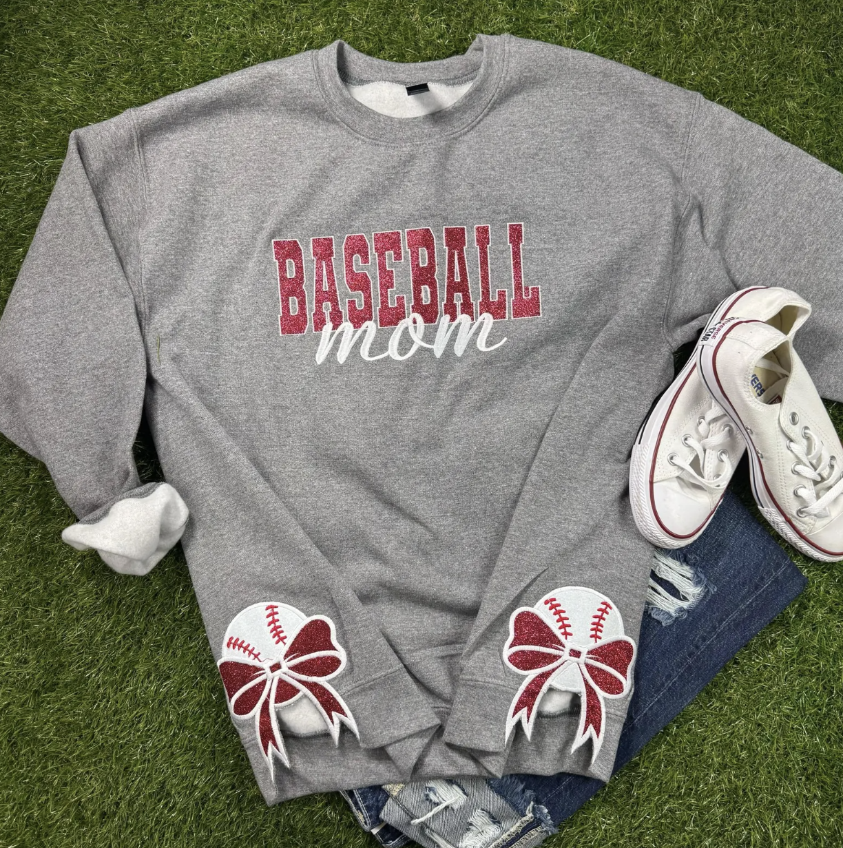 Baseball Mom Embroidered Sweatshirt