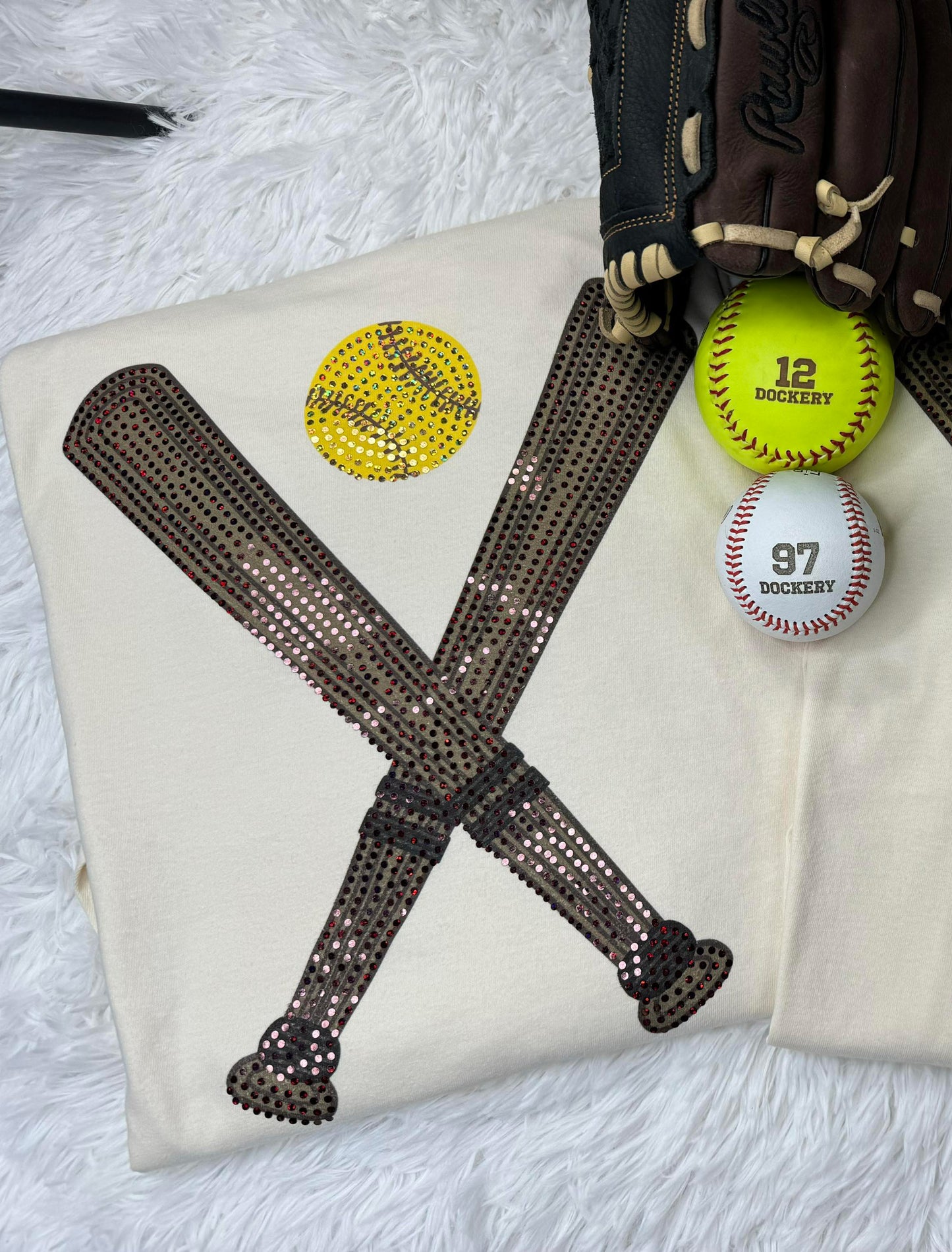 Two Bats with Softball - Comfort Colors
