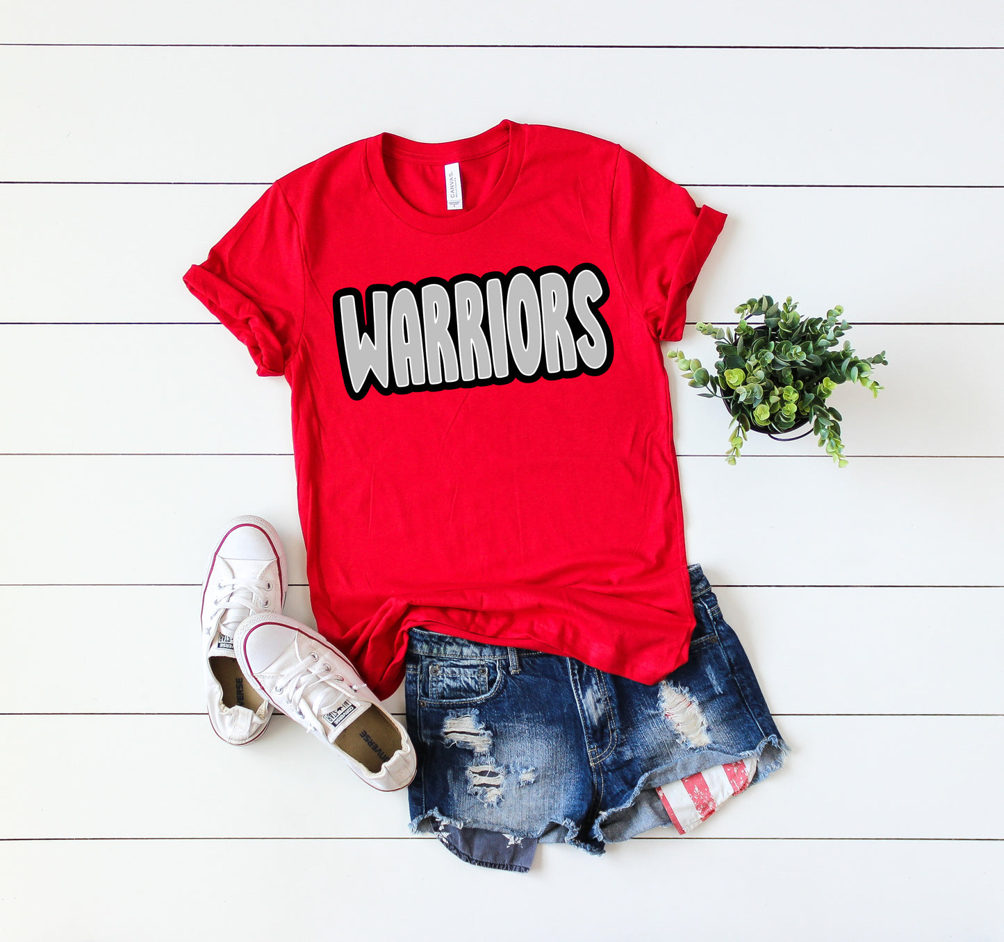 Warriors Red Tee Silver Bling