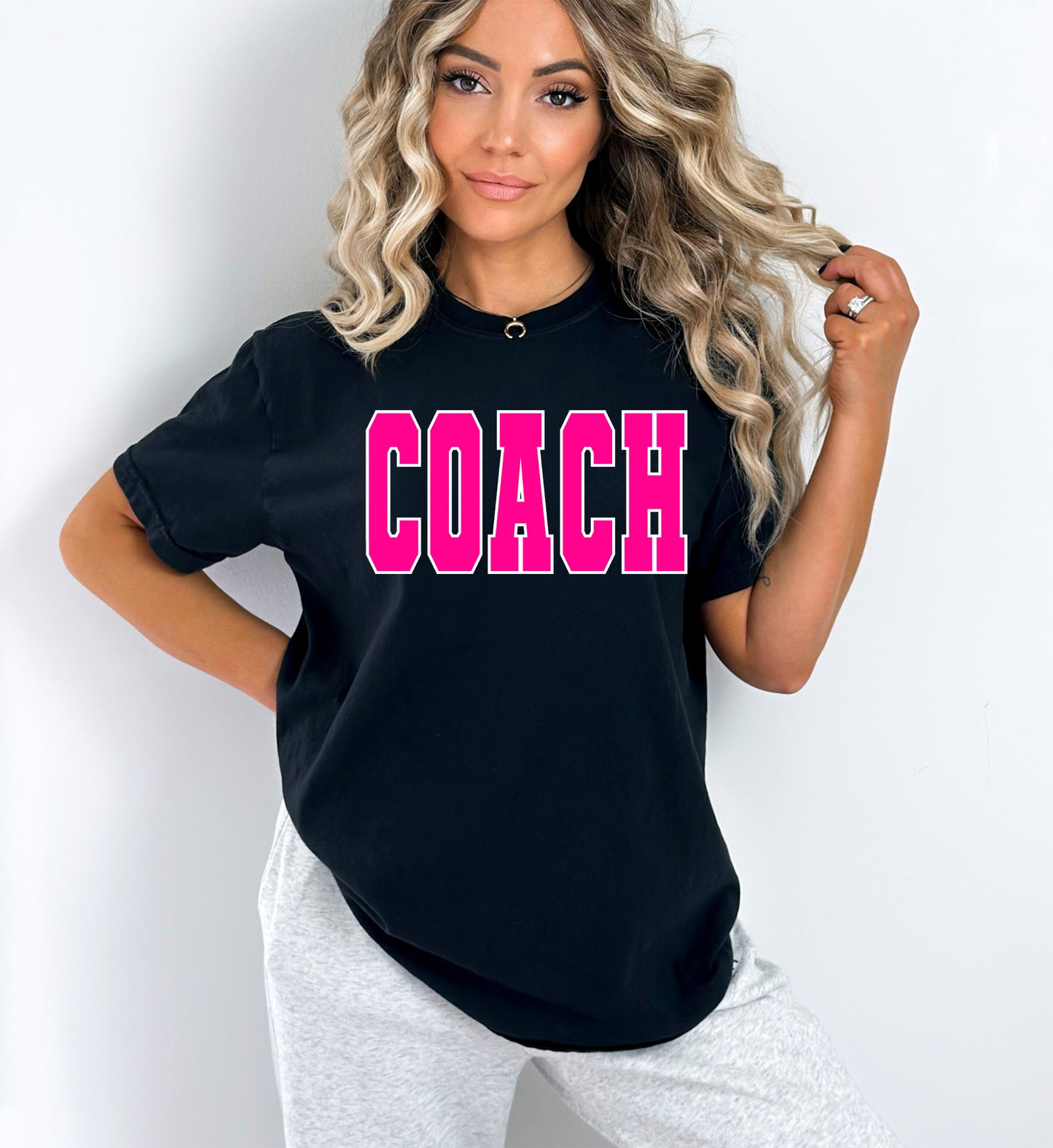 Coach Black Tee / Hot Pink
