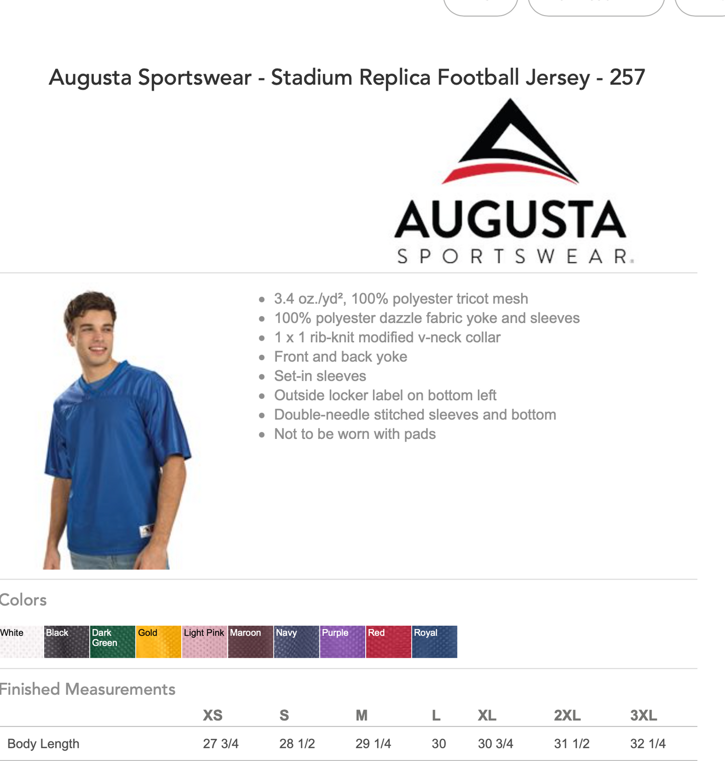 Custom Glitter Embroidery Adult Augusta Jersey