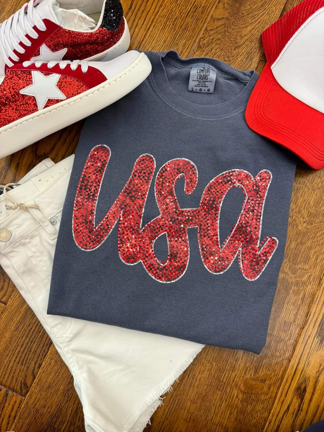 USA Red Bling Comfort Colors