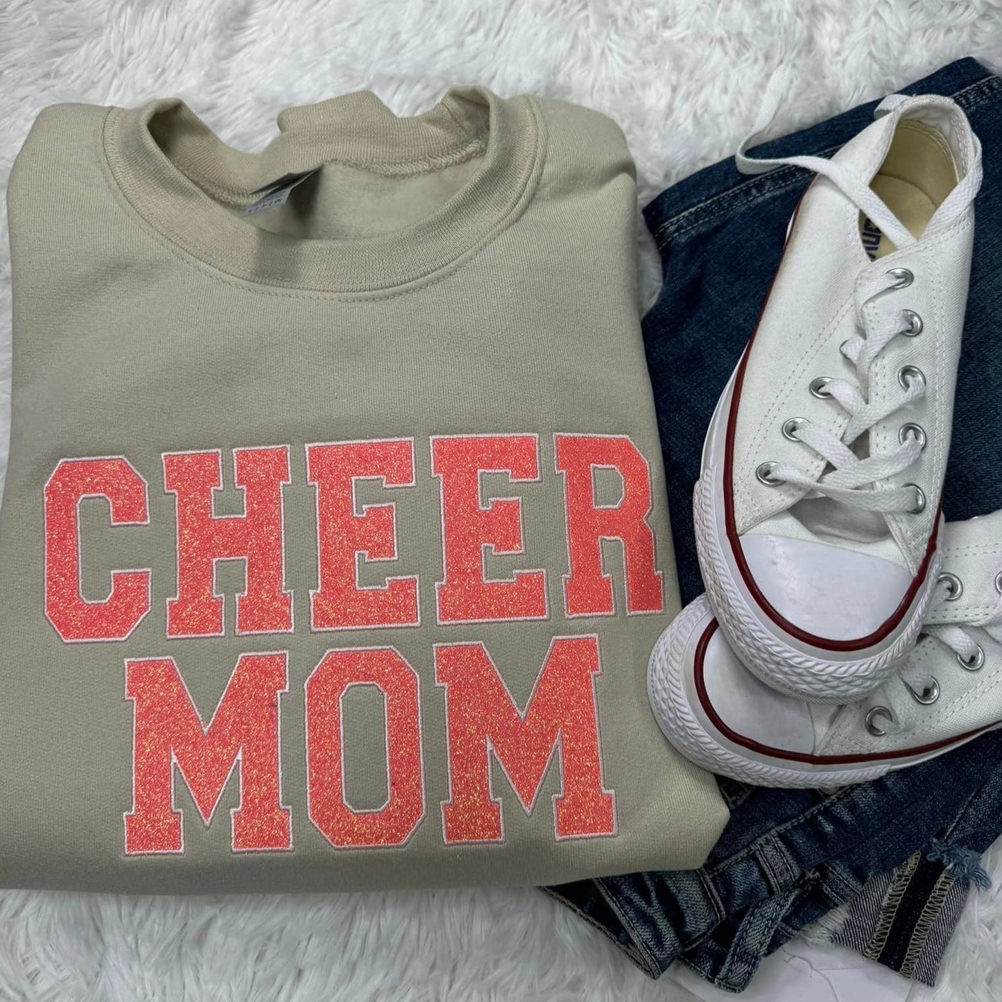 Cheer Mom Glow in the Dark Glitter Embroidery