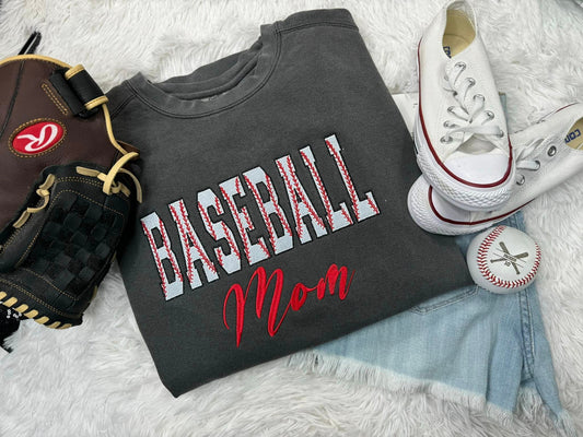 Baseball Mom with Baseball stitching Embroidery