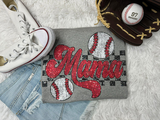 Mama Baseball Spangled Clear