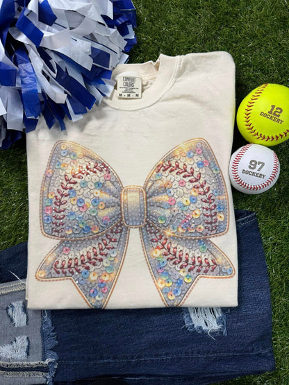 Baseball Sequin Bow Spangle