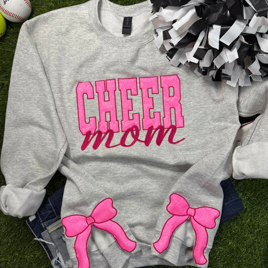 Cheer Mom Custom Glitter Embroidered Sweatshirt