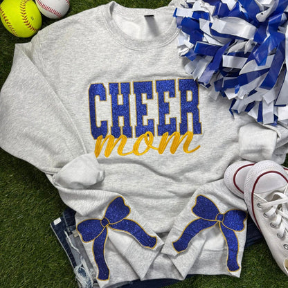 Cheer Mom Custom Glitter Embroidered Sweatshirt