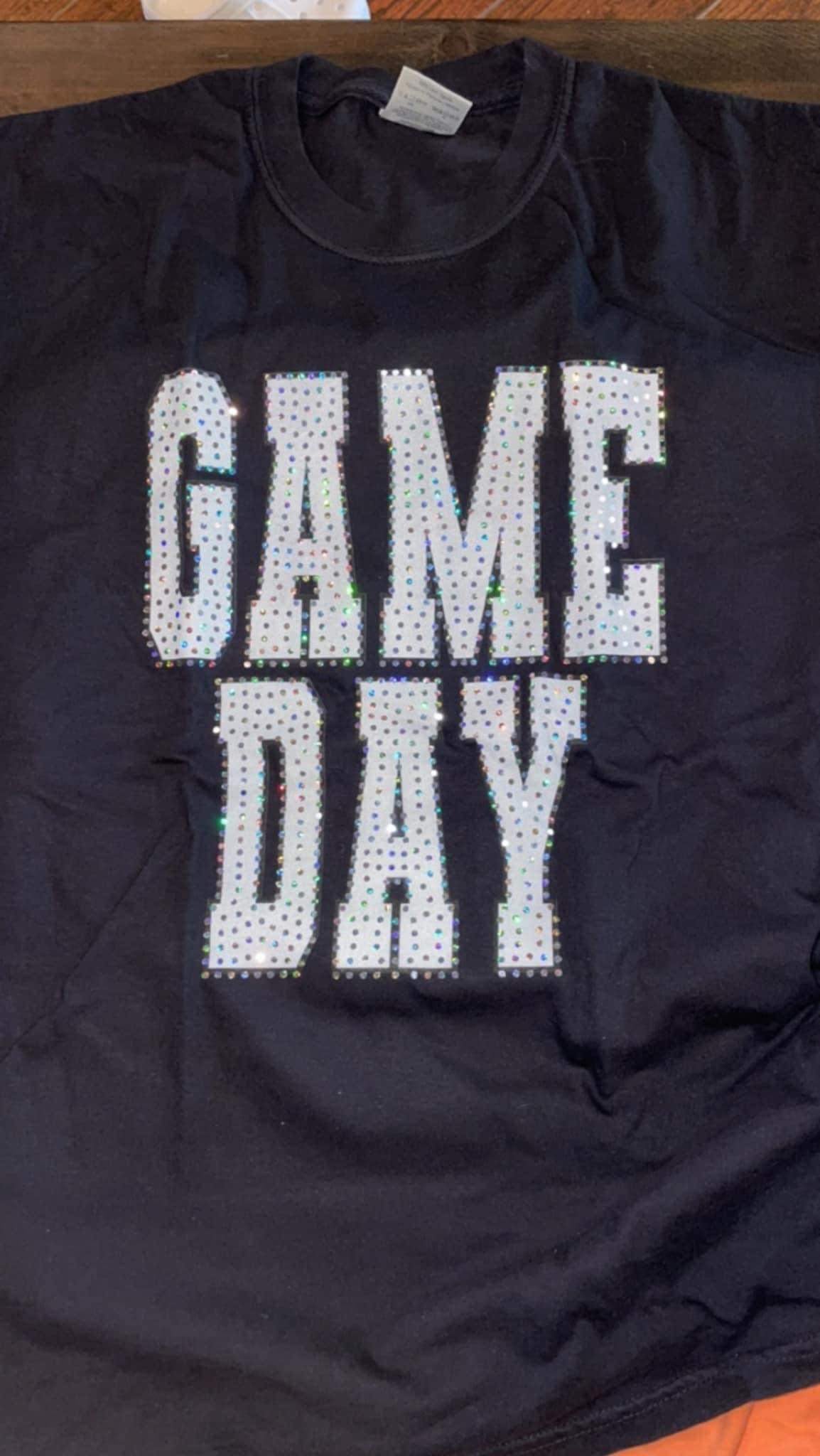 Game Day White Spangle Black Fleece Tee