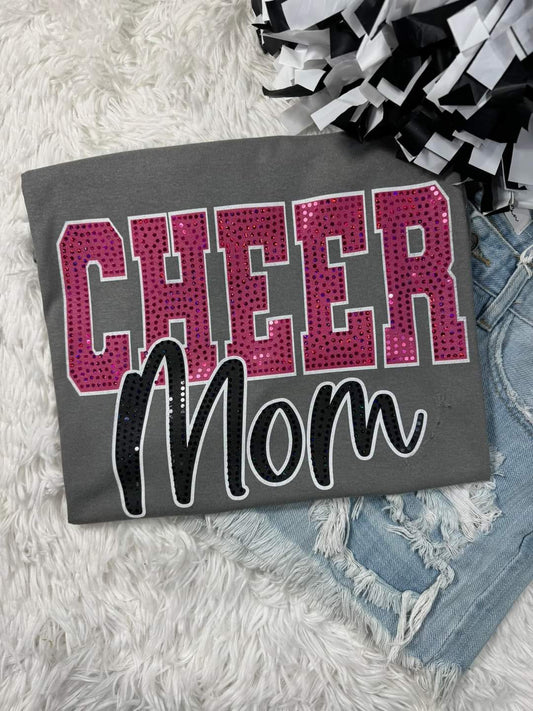 Cheer Mom Hot Pink Block With Black Script