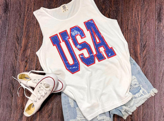 USA Spangle Comfort Color Tank