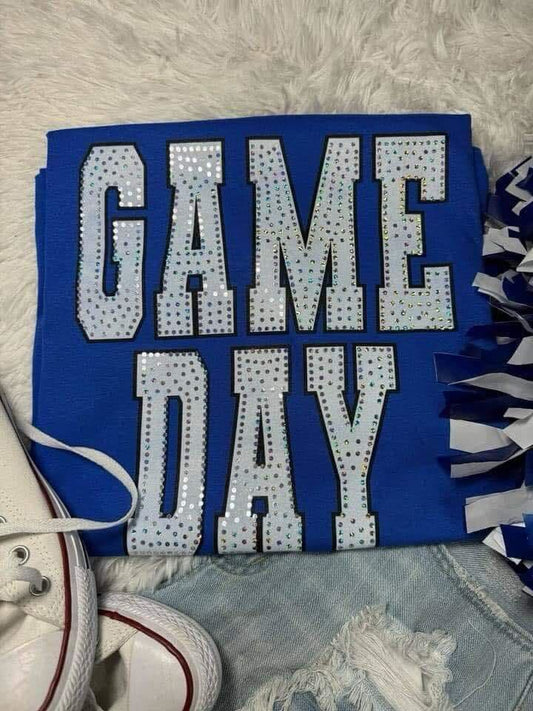 Game day silver spangle Royal Tee