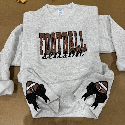 Football Season Glitter Embroidered Sweatshirt