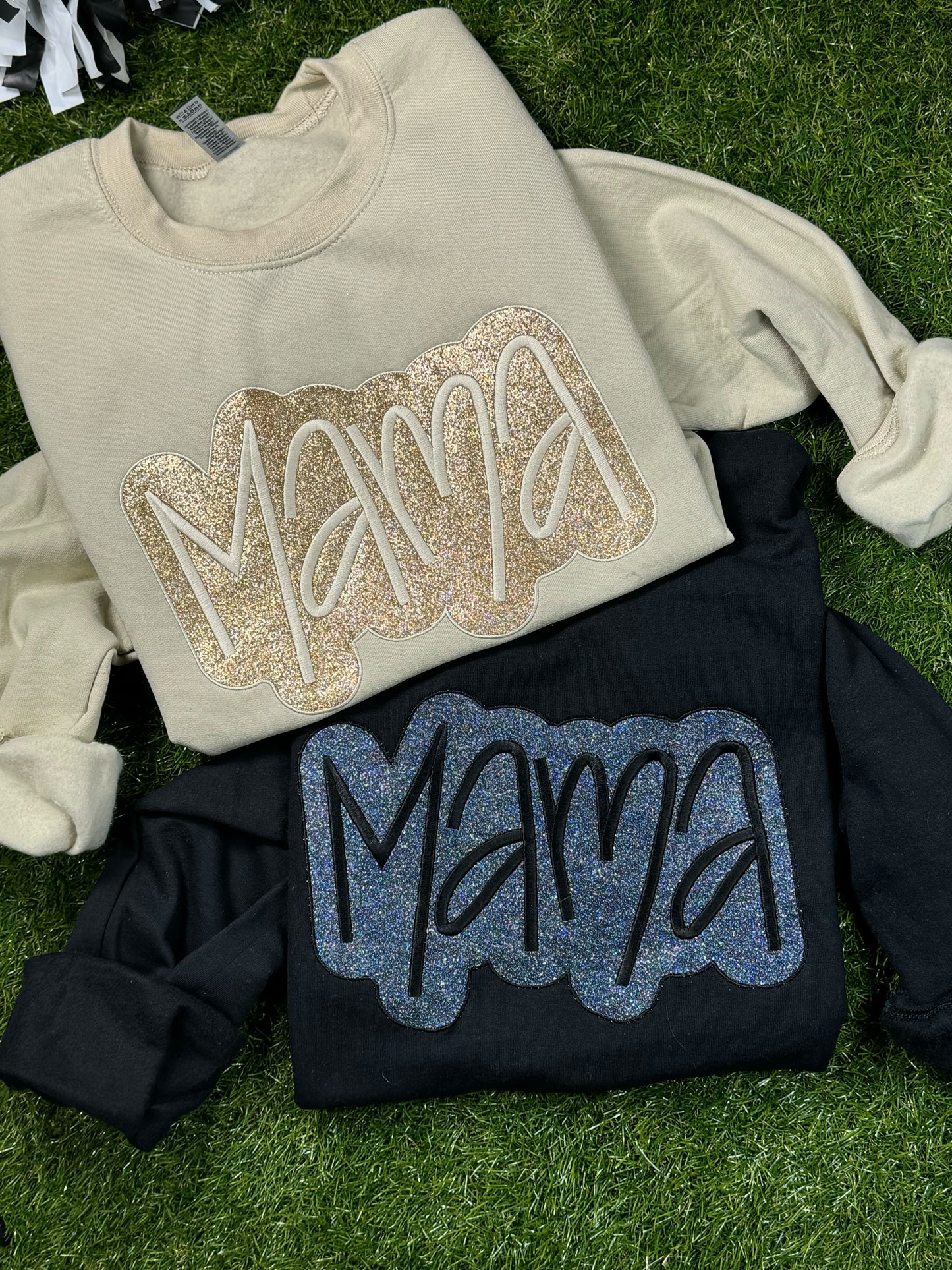 Mama Monochromatic Glitter Embroidery