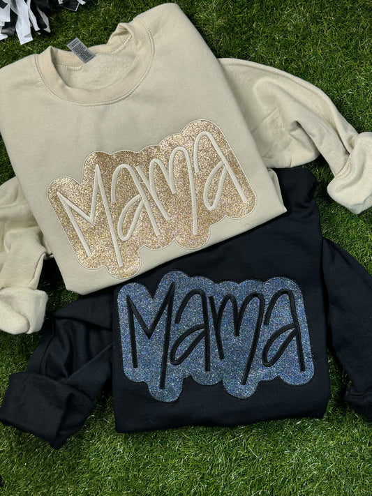 Mama Monochromatic Glitter Embroidery