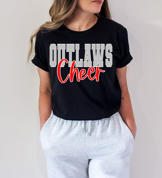 Outlaws Cheer - Black Tee / Red Ink