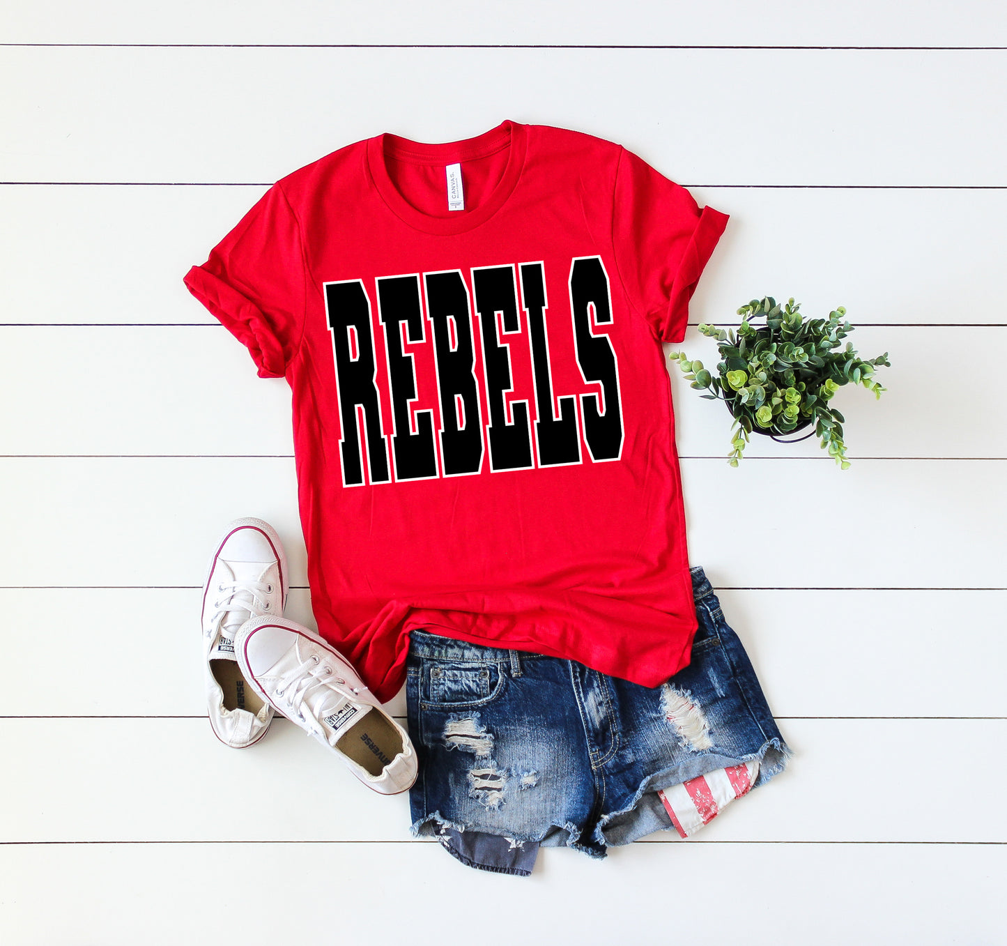 Rebels Black White on Red