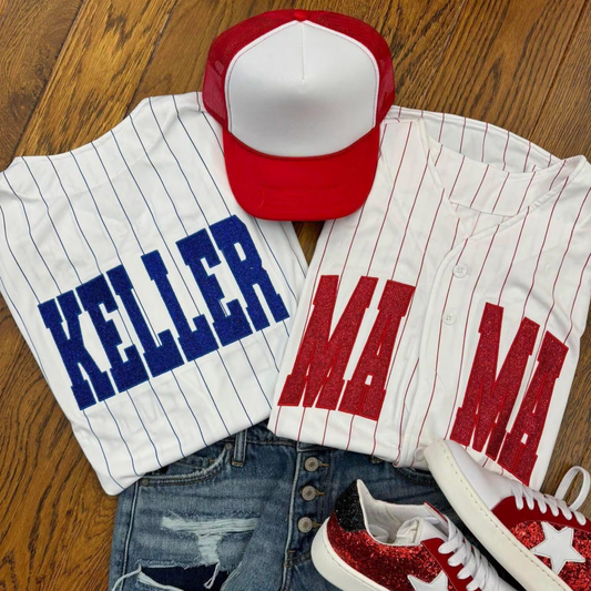 Custom Glitter Embroidery Baseball Jerseys