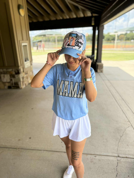 Custom Glitter Embroidered Two Button Jersey