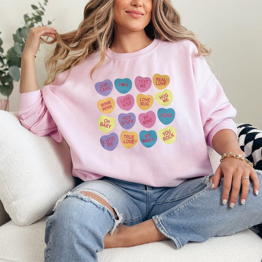 Spangle Conversation Hearts Love Sweatshirt