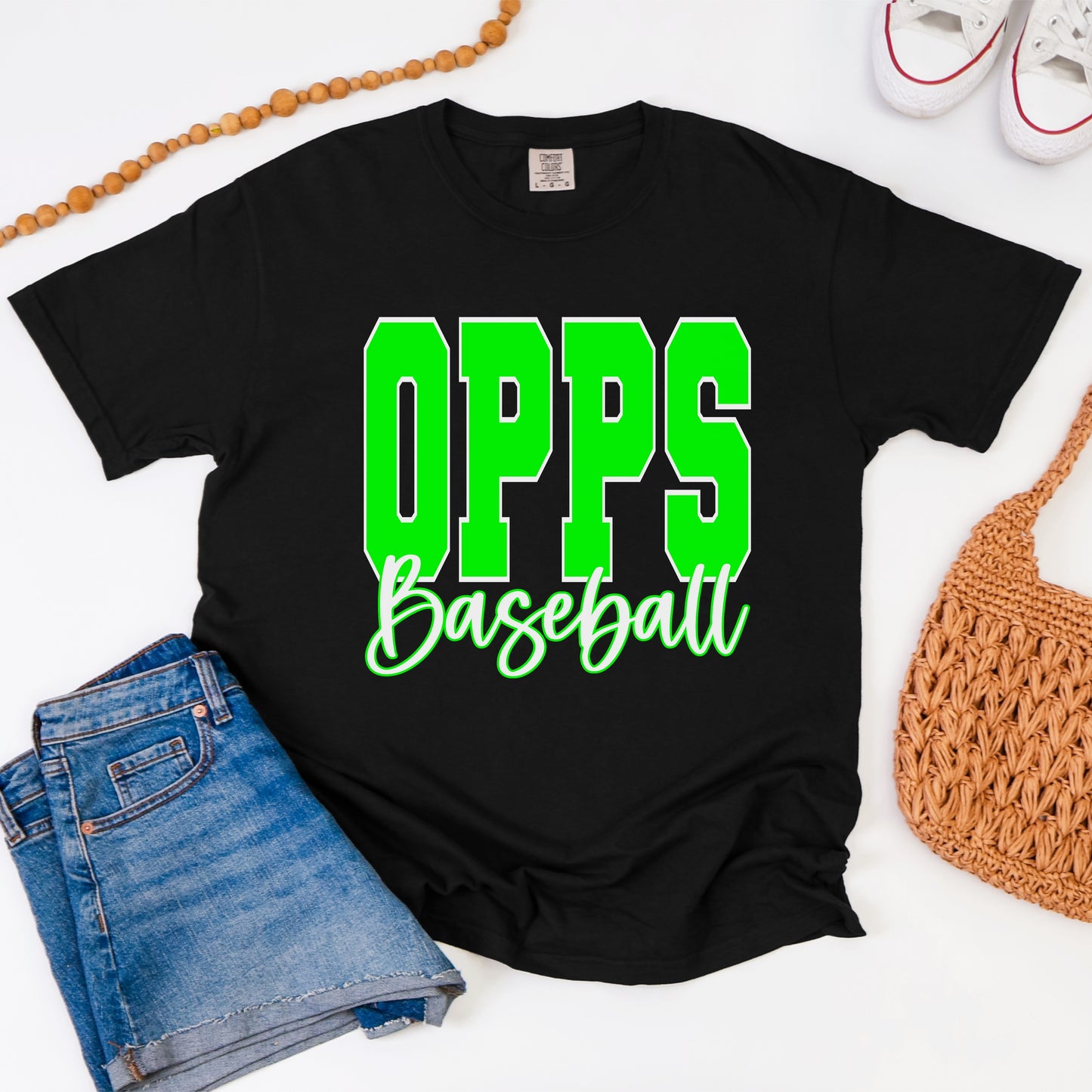 Opps Baseball Block Script Spangle