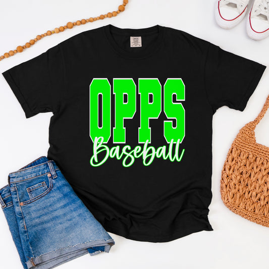 Opps Baseball Block Script Spangle