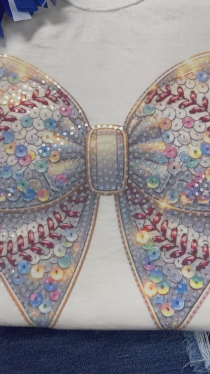 Baseball Sequin Bow Spangle
