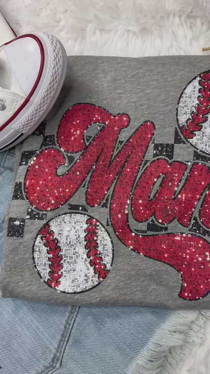 Mama Baseball Spangled Clear