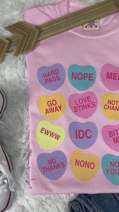 Spangle Conversation Hearts Nope