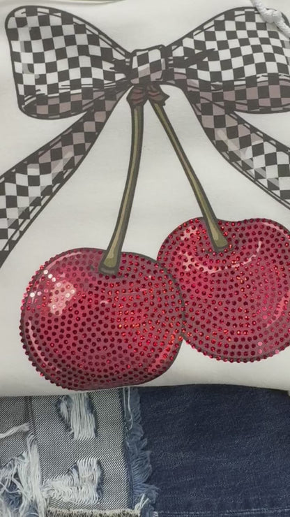 CHERRY WITH PINK BOW SPANGLED