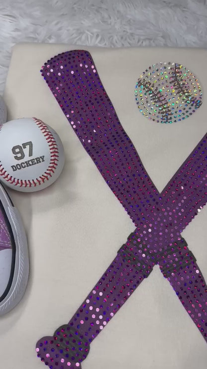 Two Bats with Ball Purple Bats - Spangle Comfort Colors