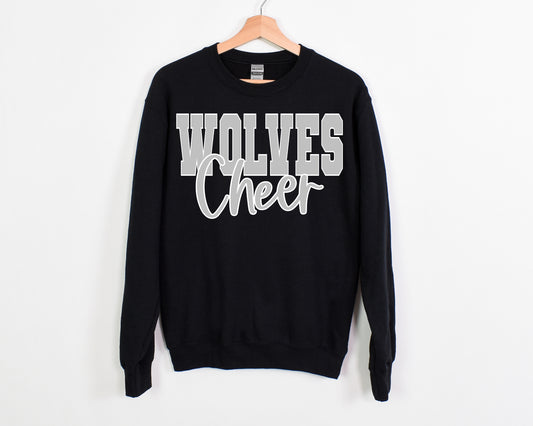 Wolves Cheer - Black Tee . Silver